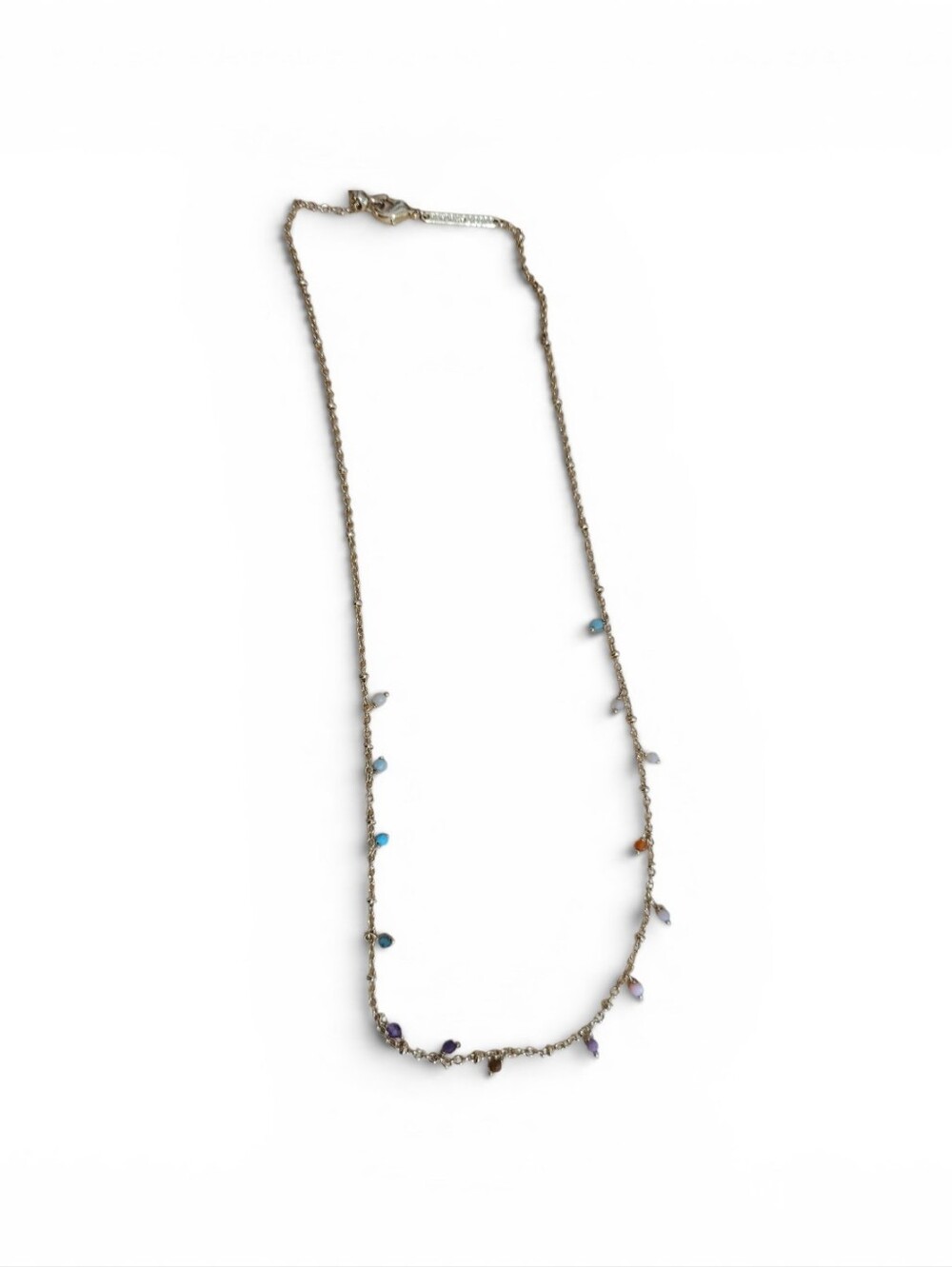 Kendra Scott Beaded Strand Gold Necklace w/ Multi-Color Petite Stone Drops - Picture 2 of 3